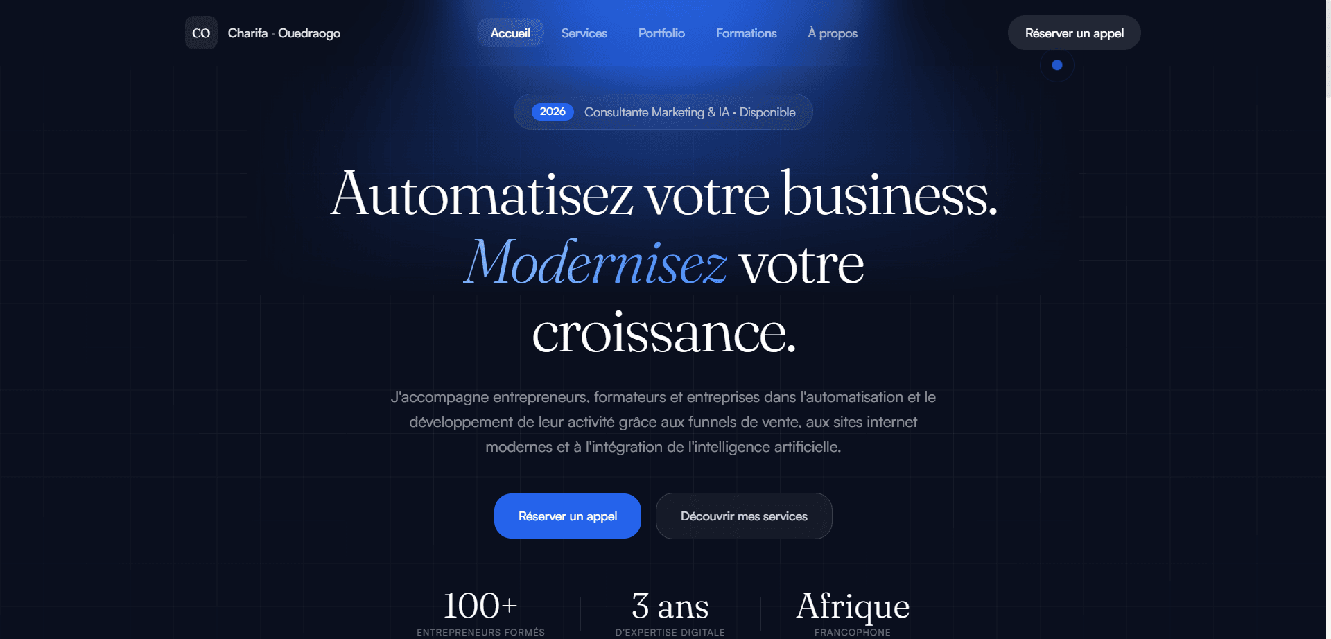 Exemple de site vitrine créé par Digital Shift